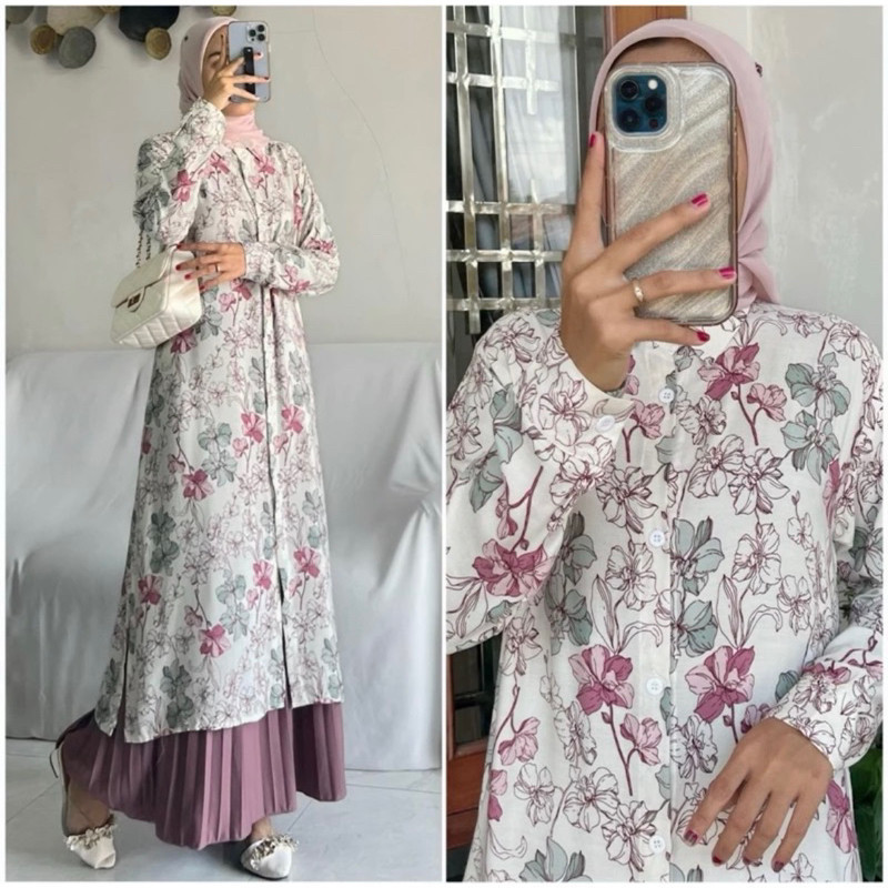 ZETERINDO - LONG TUNIK WANITA ZALFA / NEVILA TUNIK / OUTFIT WANITA MUSLIMAH / TUNIK RAYON PREMIUM / 