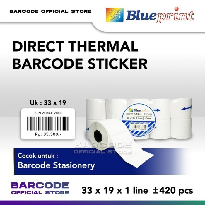 

LABEL THERMAL PRINTER BLUETOOTH 33 X 19 MM WITH GAP STIKER TERMAL -TMI69