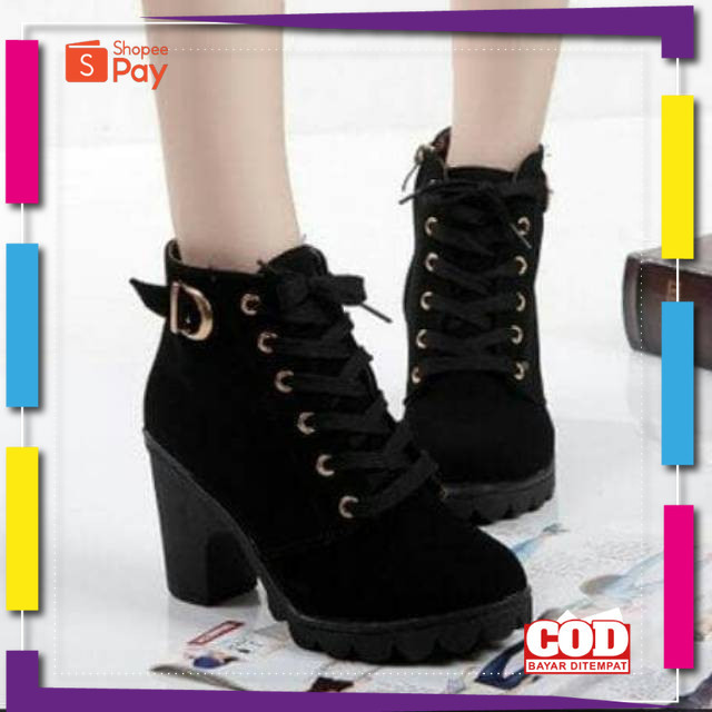 [PREMIUM ORIGINAL] SEPATU BOOTS WANITA ZIPER YKS