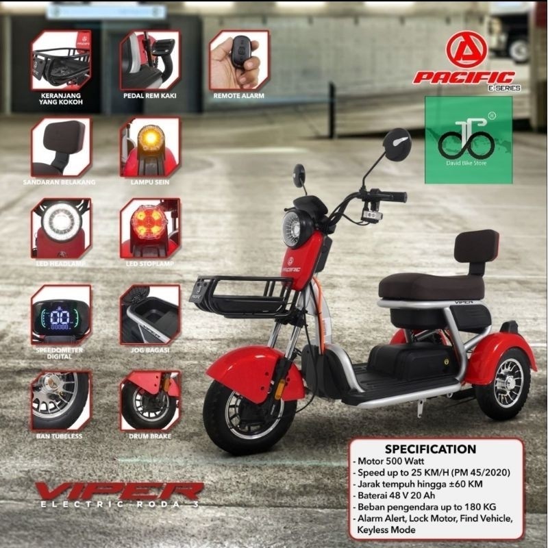 Sepeda Listrik Roda 3 Pacific Viper TERBARU