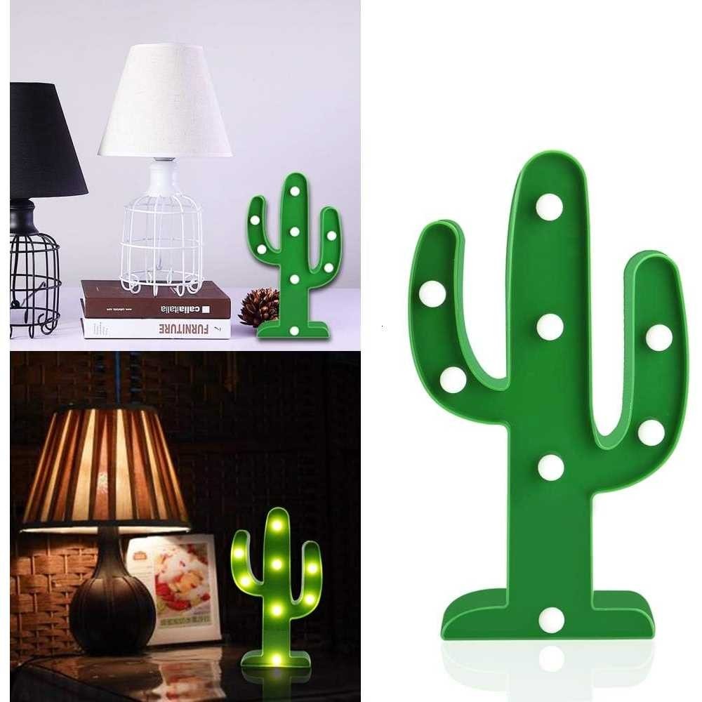 COD Lampu Hias Dekorasi Meja Makan Belajar Kamar Kantor Ruang Tamu LED Model Tanaman Kaktus Cactus 3