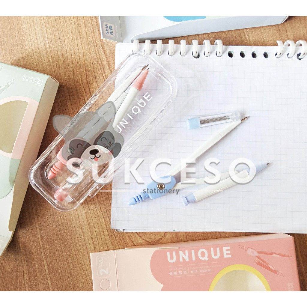 

Fancy Jangka Set + Refill - Unique 3089 Alat Ukur Warna Pastel