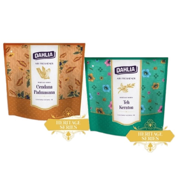 PEWANGI RUANGAN DAHLIA AIR FRESHENER 75gr HERITAGE SERIES CENDANA PADMASANA TEH KERATON ONE FOR ALL 