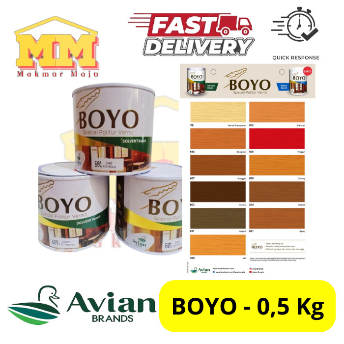 Cat Kayu Politur Vernish BOYO 0,5 Liter Solvent Base