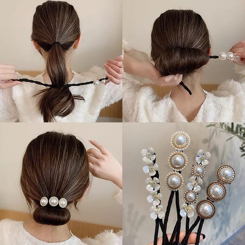 Sanggul Rambut iKat Jepit Modern Simple Wanita Korea Motif Mutiara Diamond