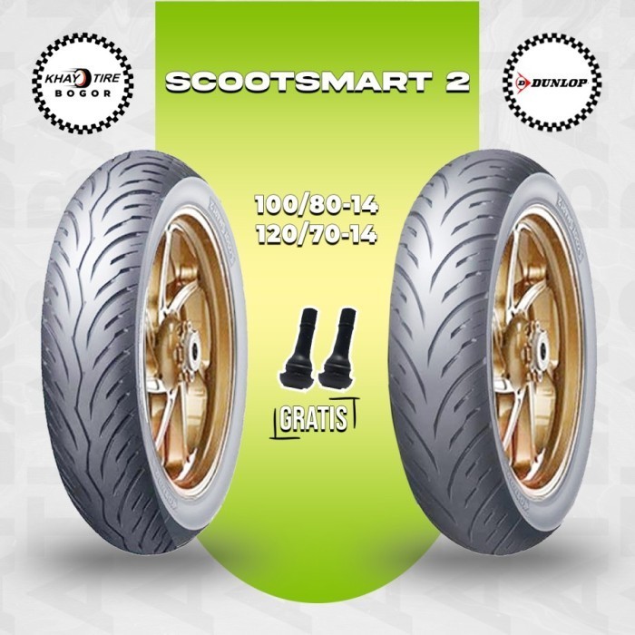 Sepasang Ban AEROX - DUNLOP SCOOTSMART 110/80-14 & 140/70-14 Tubeless