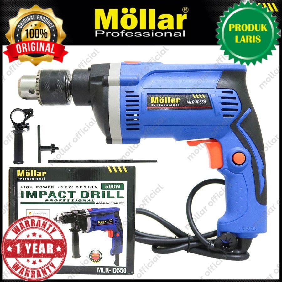 MOLLAR ID-550 Mesin Bor Listrik / Bor Tembok Molar 13mm Bolak Balik Mesin Bor Electric Bor Listrik U