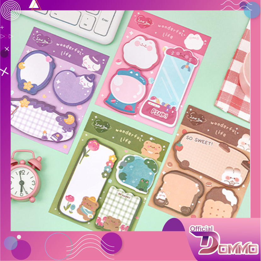 

DOMMO - D2024 Sticky Notes Lucu 3 in 1 / Memo Stick Stationery Cute / Sticky Notes Kartun