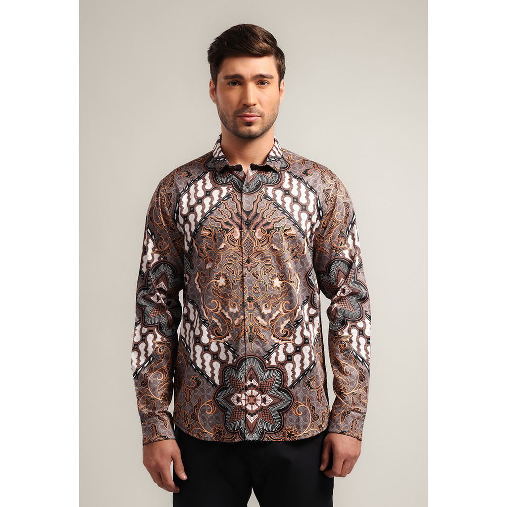 MOC - Kemeja Batik Pria Lengan Panjang Gayana - Brown