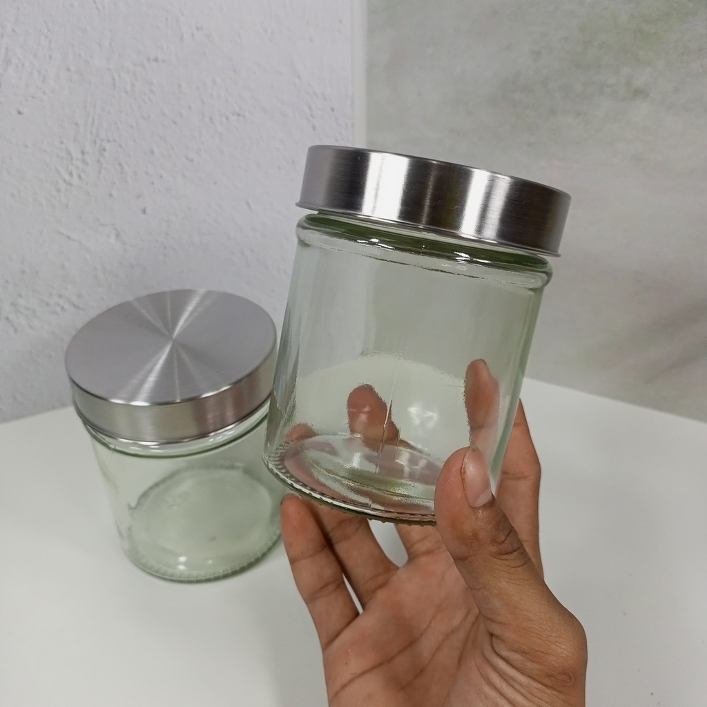 TOPLES KACA TEMPAT BUMBU BUBUK SERBAGUNA TOPLES KACA KECIL SERBAGUNA TUTUP STAINLESS STEEL