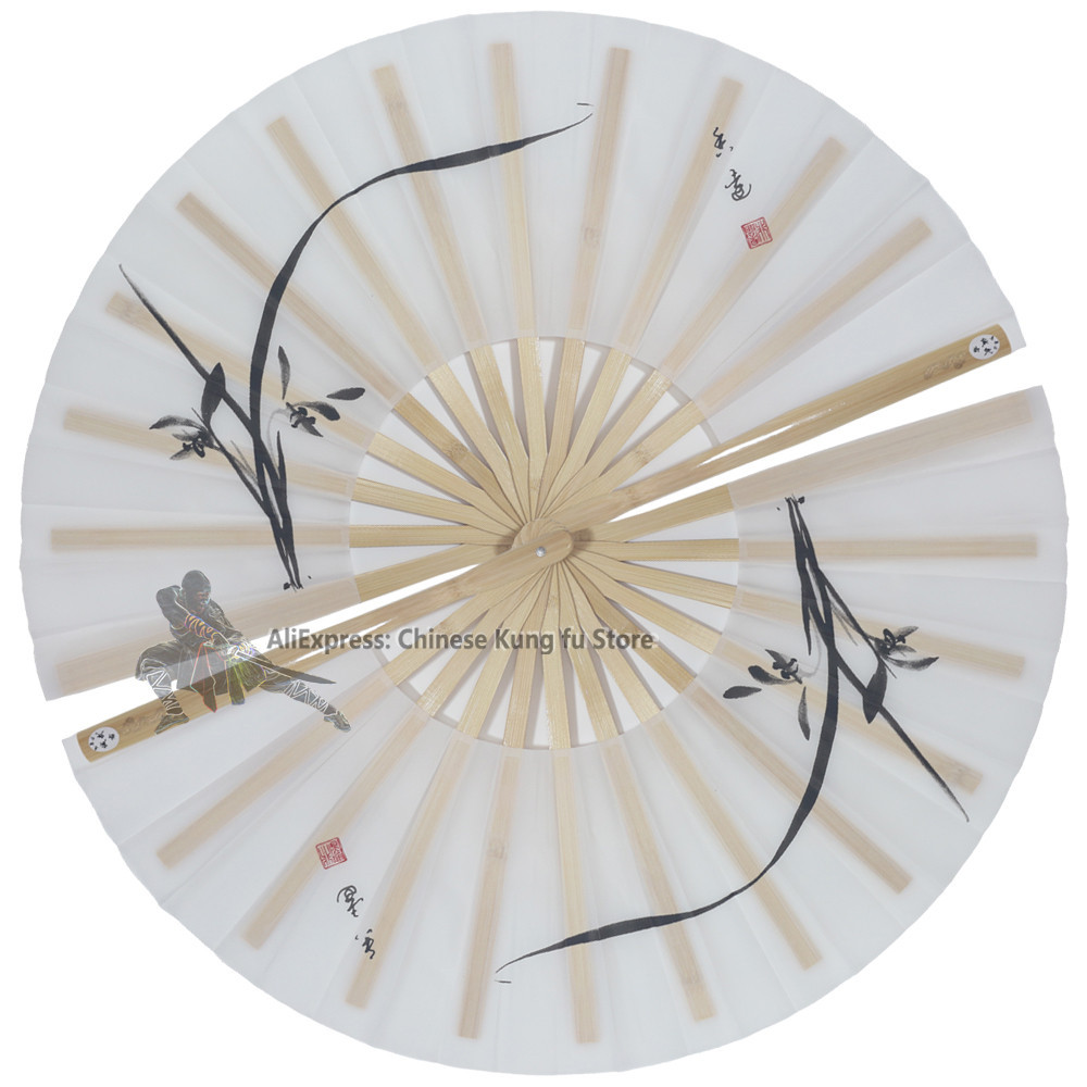 

Chinese Bamboo Kung fu Fans Wushu Tai chi Martial arts Fan High Quality Ink Paintings