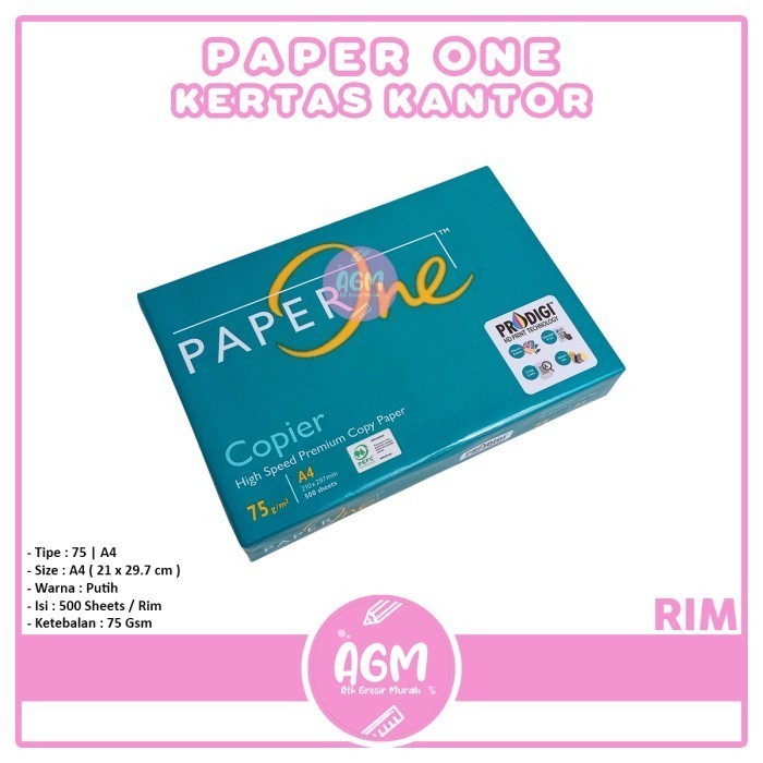 

promo ✨ -Paper One HVS A4 75 Gsm - Kertas Foto Copy - [ RIM ]