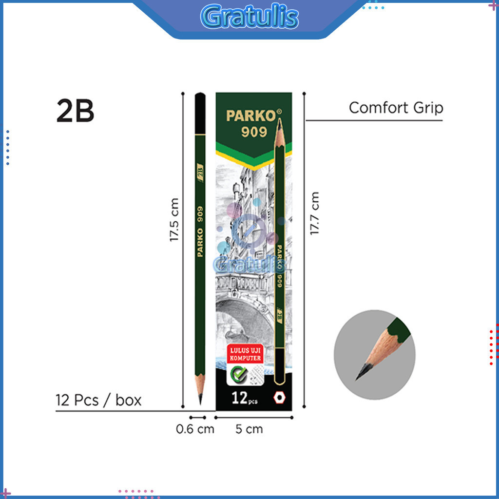 

PENSIL TULIS 2B PARKO 909 (1 PACK/12 PCS) / PINSIL / ALAT TULIS SEKOLAH / PENCILS / PINGSIL