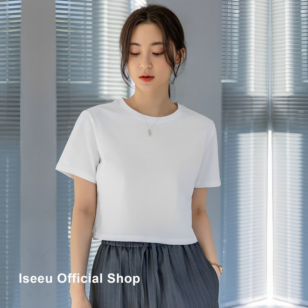 KAOS CEWE JUMBO OVERSIZE KLAMBI SANTAI / Iseeu Basic Crop Tee Cotton Combed 24s Vol1