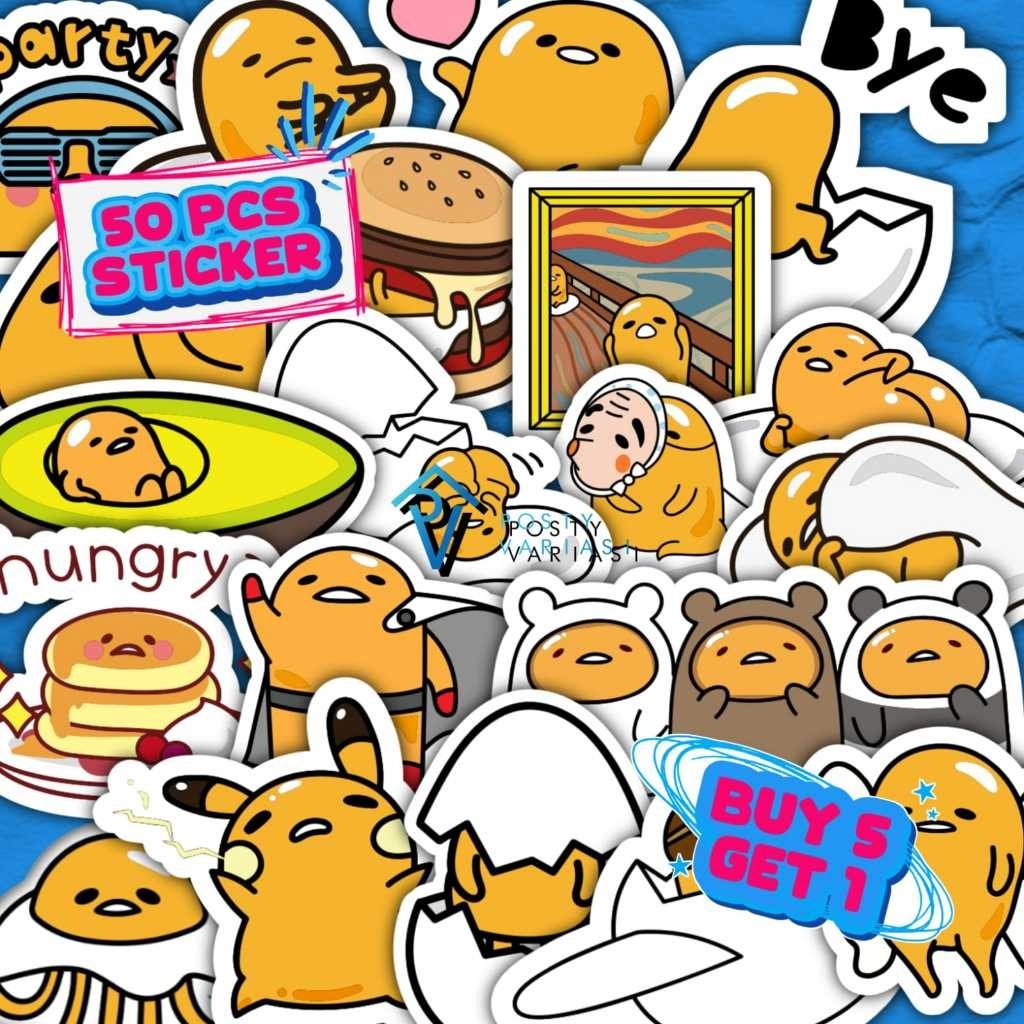 

70 Pcs Sticker Pack Aesthetic Gudetama Lucu Untuk Laptop Case HP Tumbler Anti Air Sudah Cutting