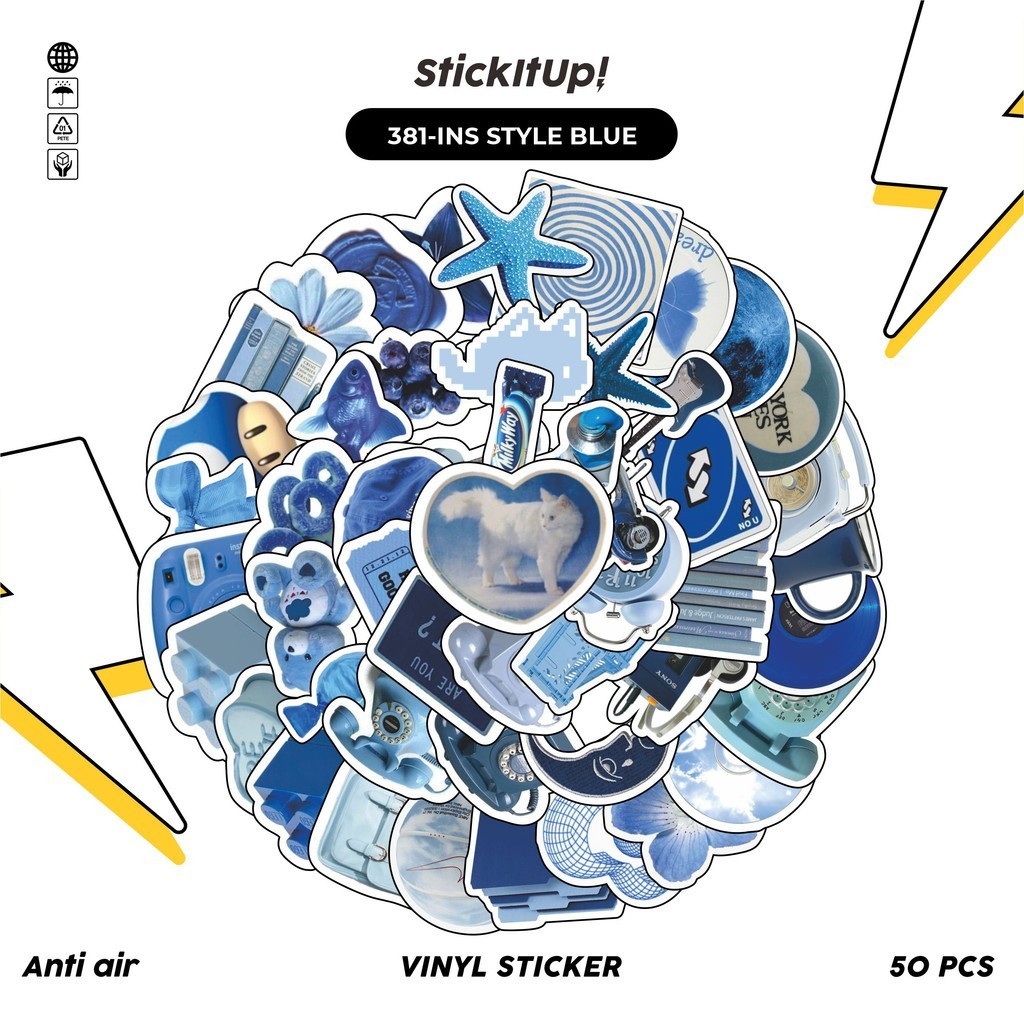 

COD✨ StickitUp100 Pcs INS Style Blue Keren Anti Air Untuk Dekorasi Notebook Sepeda Skateboard Handphone DIY