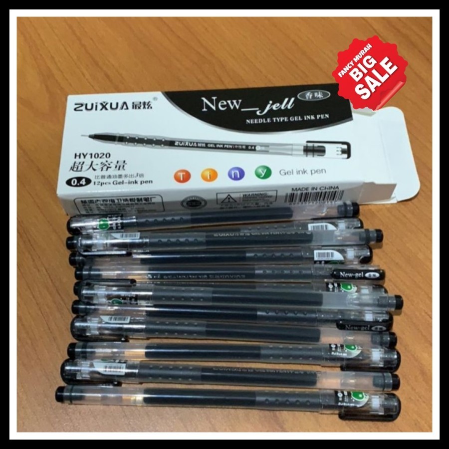 

( 1 PACK 12 PCS ) PULPEN BOLPOIN NEW JELL / NEW GEL ZUIXUA HITAM 0.5 MM