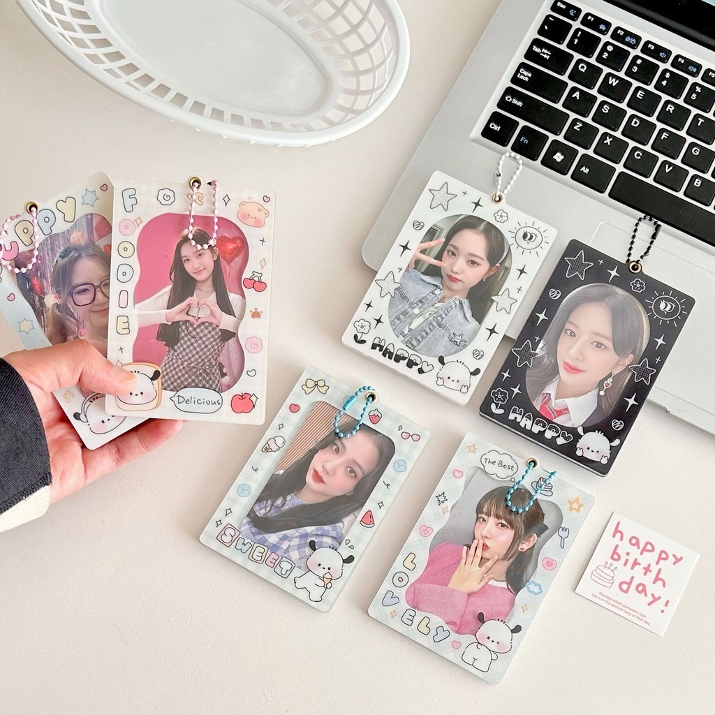 

MINKYS Ins Kawaii Puppy 3 inch Kpop Photocard Holder idol Photocard Holder Photo Card Holder Bag Pendant School Stationery