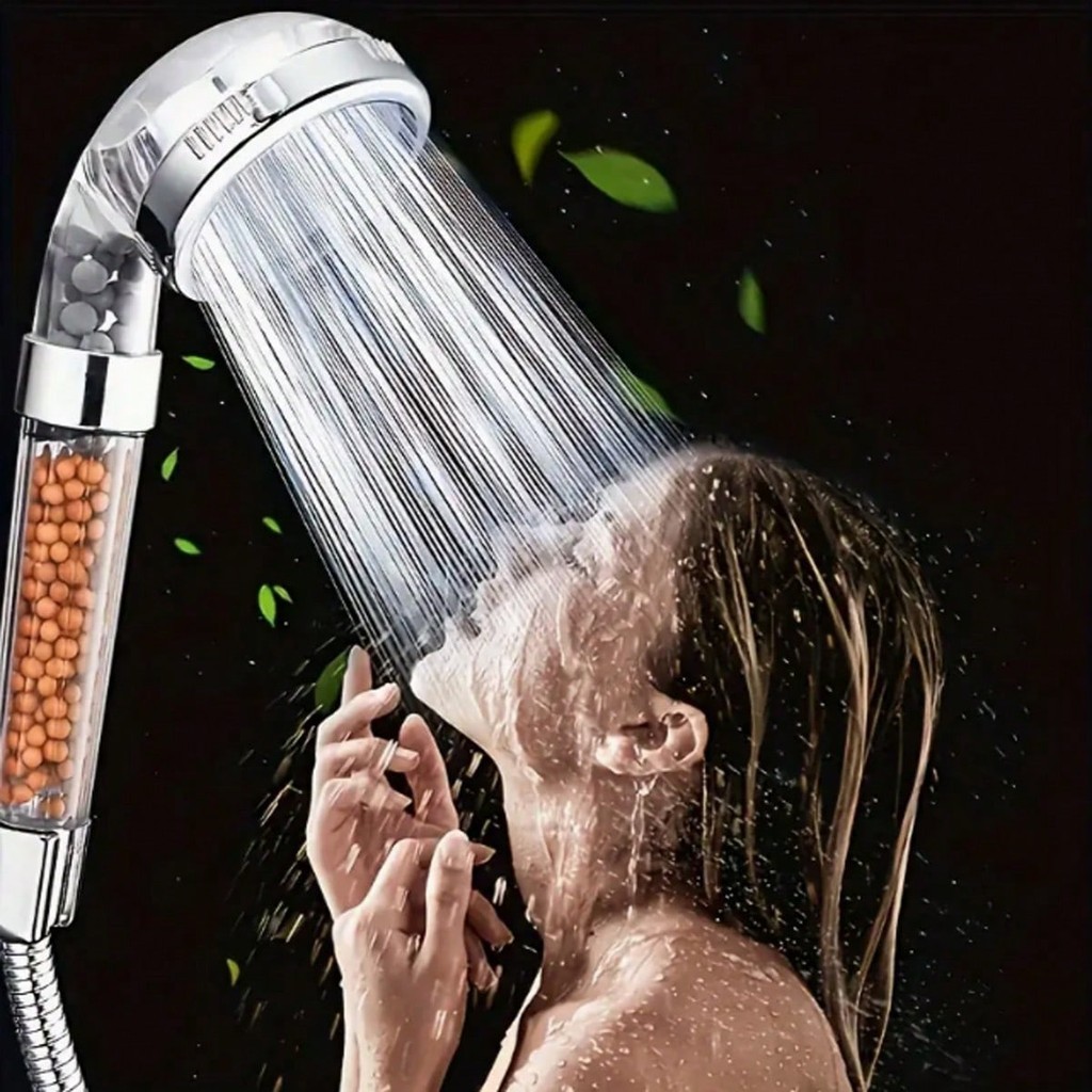 

1pc, Handheld Shower Head With Filter, Water Purifying Filtered Shower Head With Beads, Chlorine Filter,Water-Saving Shower Head