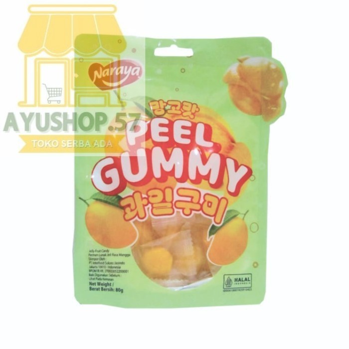 

NARAYA PEEL GUMMY JELLY FRUIT CANDY 80gr - MANGO - AYUSHOP57