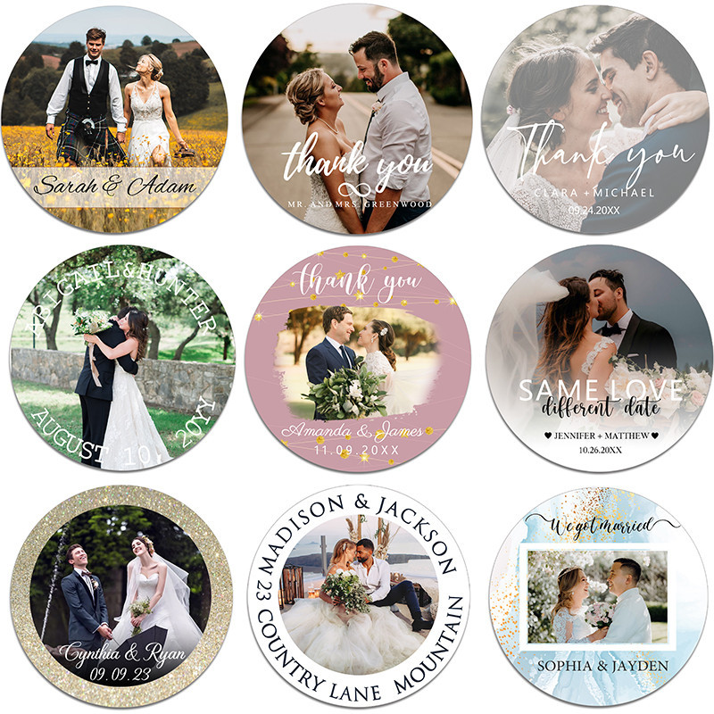 

Custom Wedding Photo Stickers Labels Personalized Wedding Sticker Design Label Birthday Celebration Party Seal Stickers