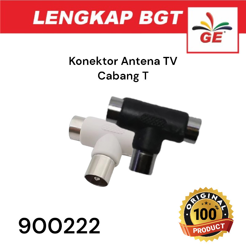 JACK ANTENA TV CABANG T KONEKTOR JACK ANTENA MODEL T PARALEL ANTENA TV HITAM/PUTIH - 900222