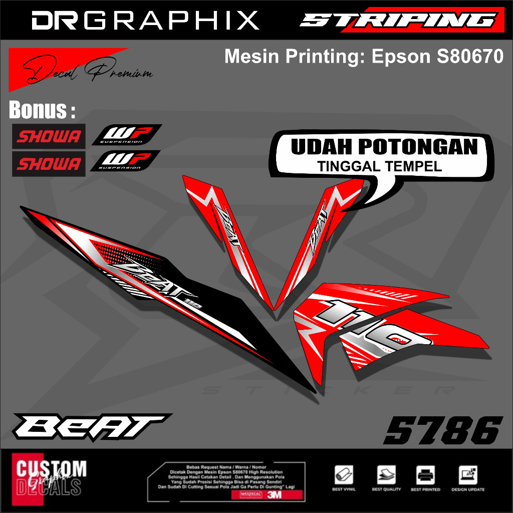 STRIPING ORIGINAL MOTOR BEAT Esp,Fi,street 2017-2019 /STICKER STRIPING BEAT FI NEW