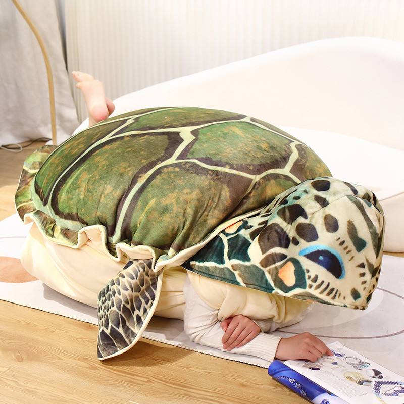 Plush Simulation Turtle Shell Wearable Plush Toy Role-Playing Decoration Sea Turtles Shell Pillow Cu