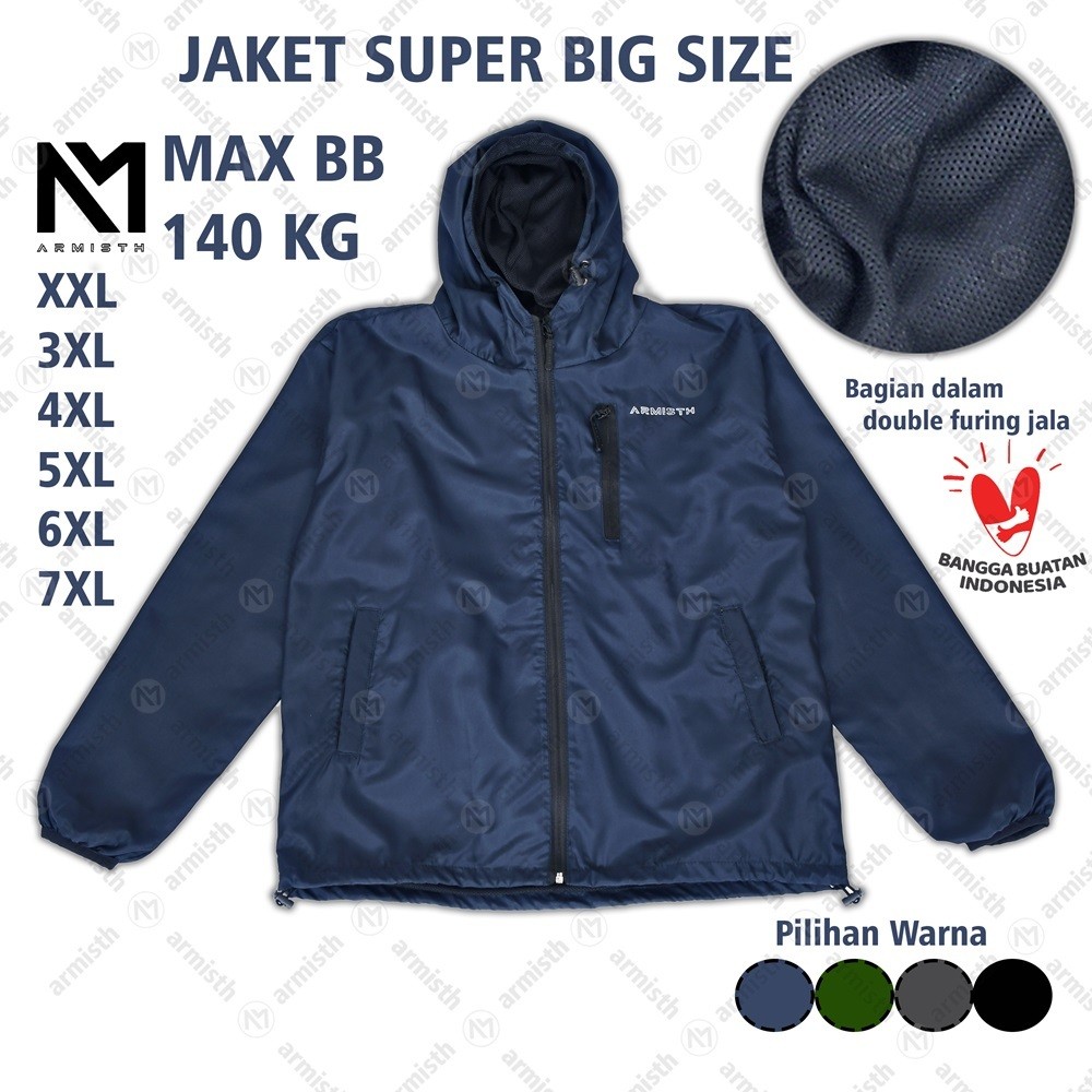 JH76YR Armisth - Super Big Size Jaket Parasut Olah Raga Premium / Jacket Jumbo Sport Terbaru