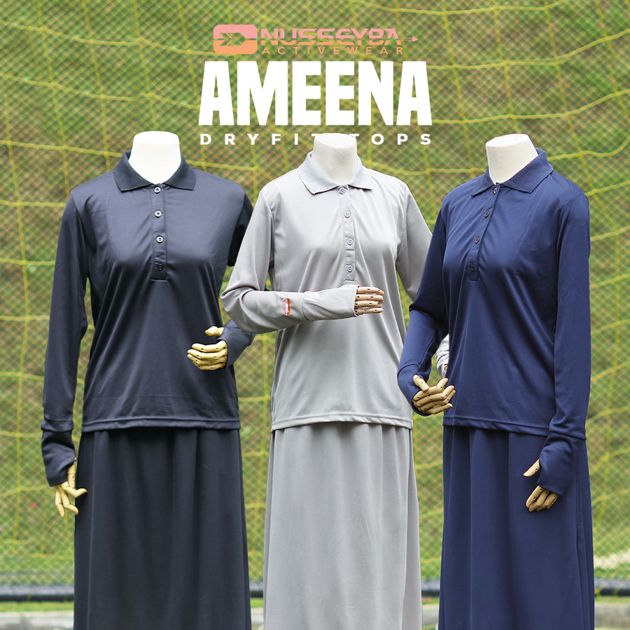 AA31TG Nusseyba Ameena Top Kaos Olahraga Wanita Bahan Dryfit