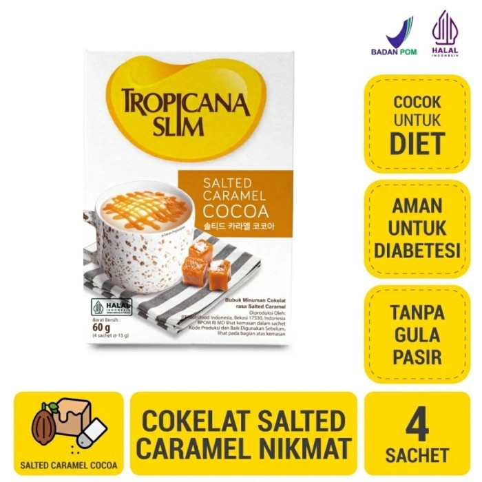 

Tropicana Slim Salted Caramel Cocoa 4's x 15 gr Coklat