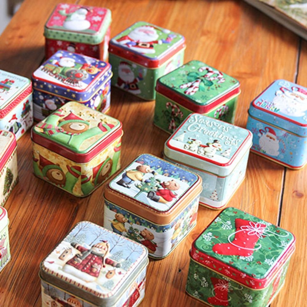Christmas Cartoon Storage Candy Tin Box Candy Jar Christmas Snowman Box Tea Storage Organizer Box Ch