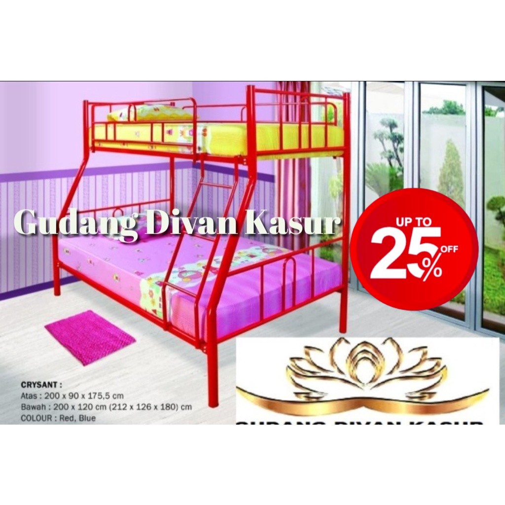 Ranjang Susun/Ranjang Besi/Ranjang Tingkat Besi 3/4 type Crysant Merk Success