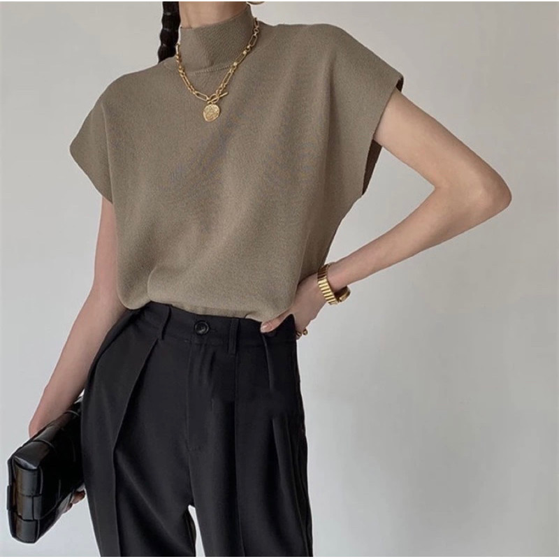 KOHZEN - ZFS ATASAN VEST KNIT TURTLENECK WANITA MONI / CALNI KNIT TOP / INNER HIJAB RAJUT WANITA / P