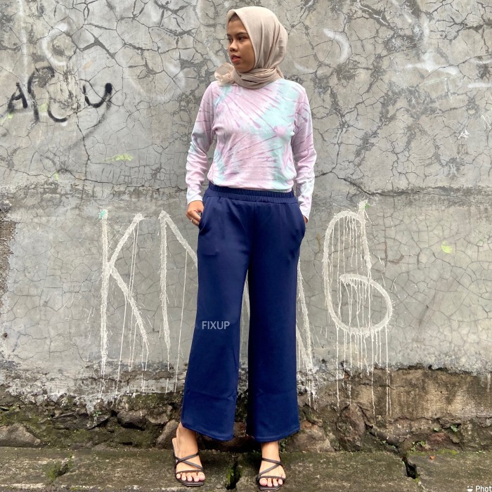 ✨TERLARIS✨ -S - XXL KULOT PANJANG PUTIH HIGHWAIST CULLOTE CELANA KERJA KULOT SCUBA - Hitam, S-M