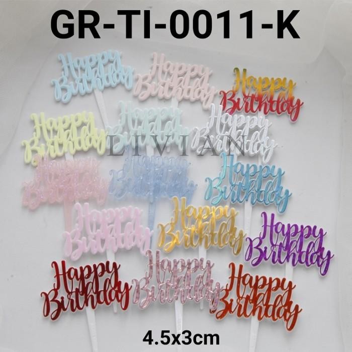 

lv GR-TI-0011-K Cake topper cupcake tulisan plastik mini happy birthday - TI-0011-KJ-2