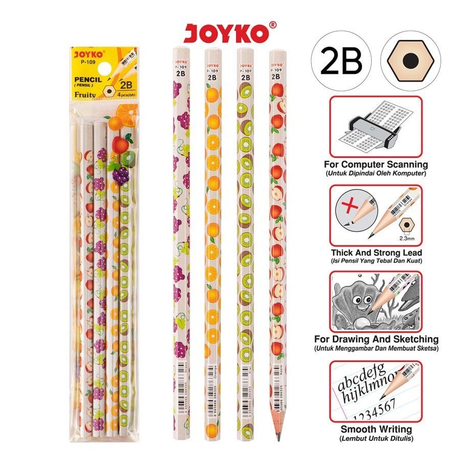 

Pencil Pensil Joyko P-109 2B Fruity (1 BUAH PENSIL)