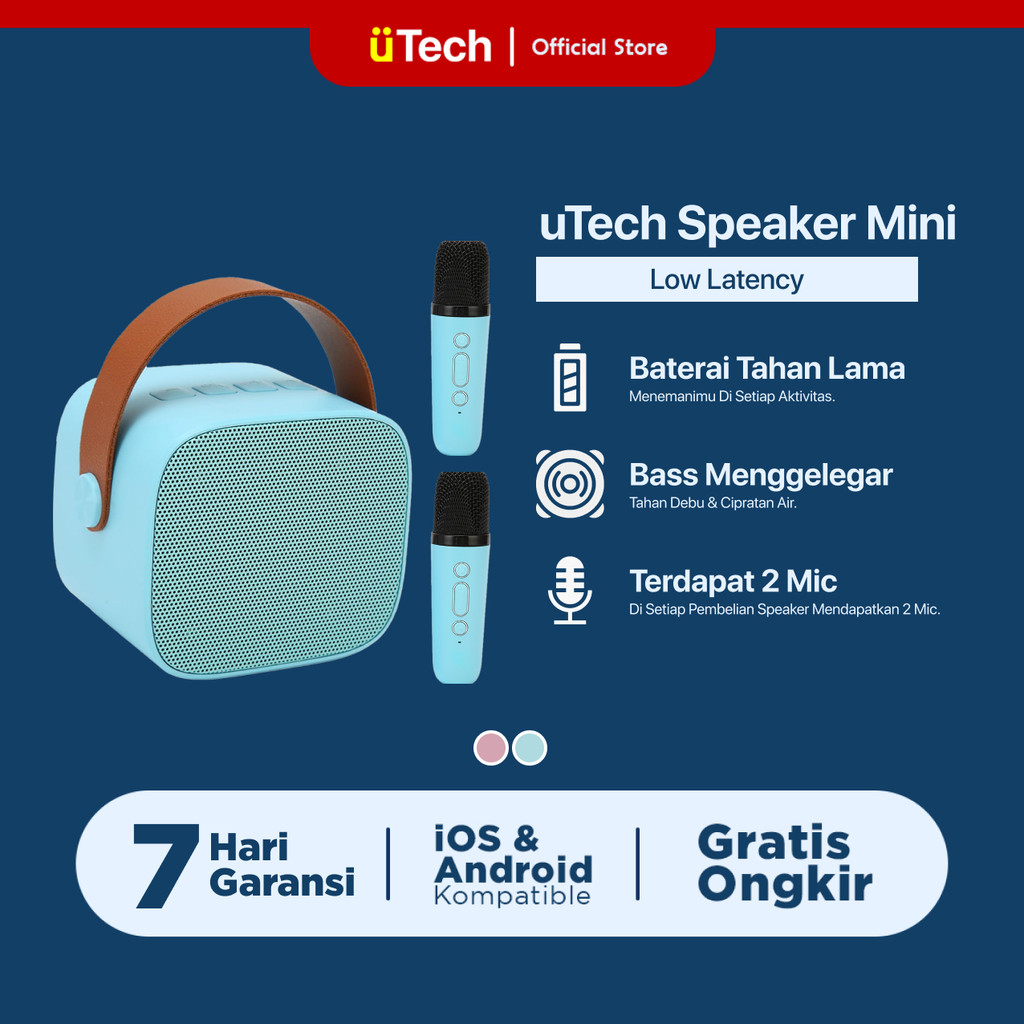 uPods Speaker Mini 2 Mic 1 Set Karaoke Wireless Bluetooth Extra Bass Audio Speakers - By uTech Indon