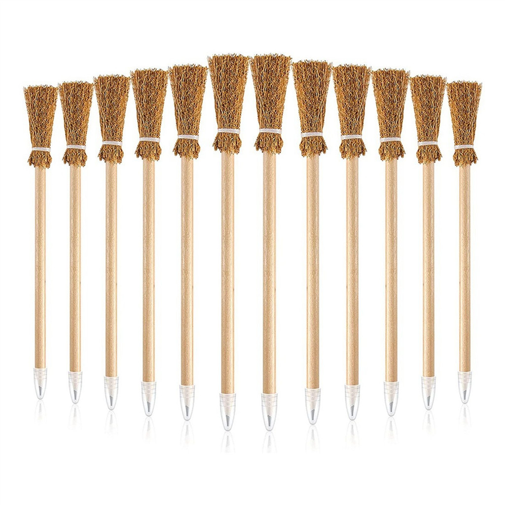 

12 Pcs Witch Broom Pencils for Halloween Broomstick Ballpoint Pencils Halloween Favors Witch Broom Prop Writing