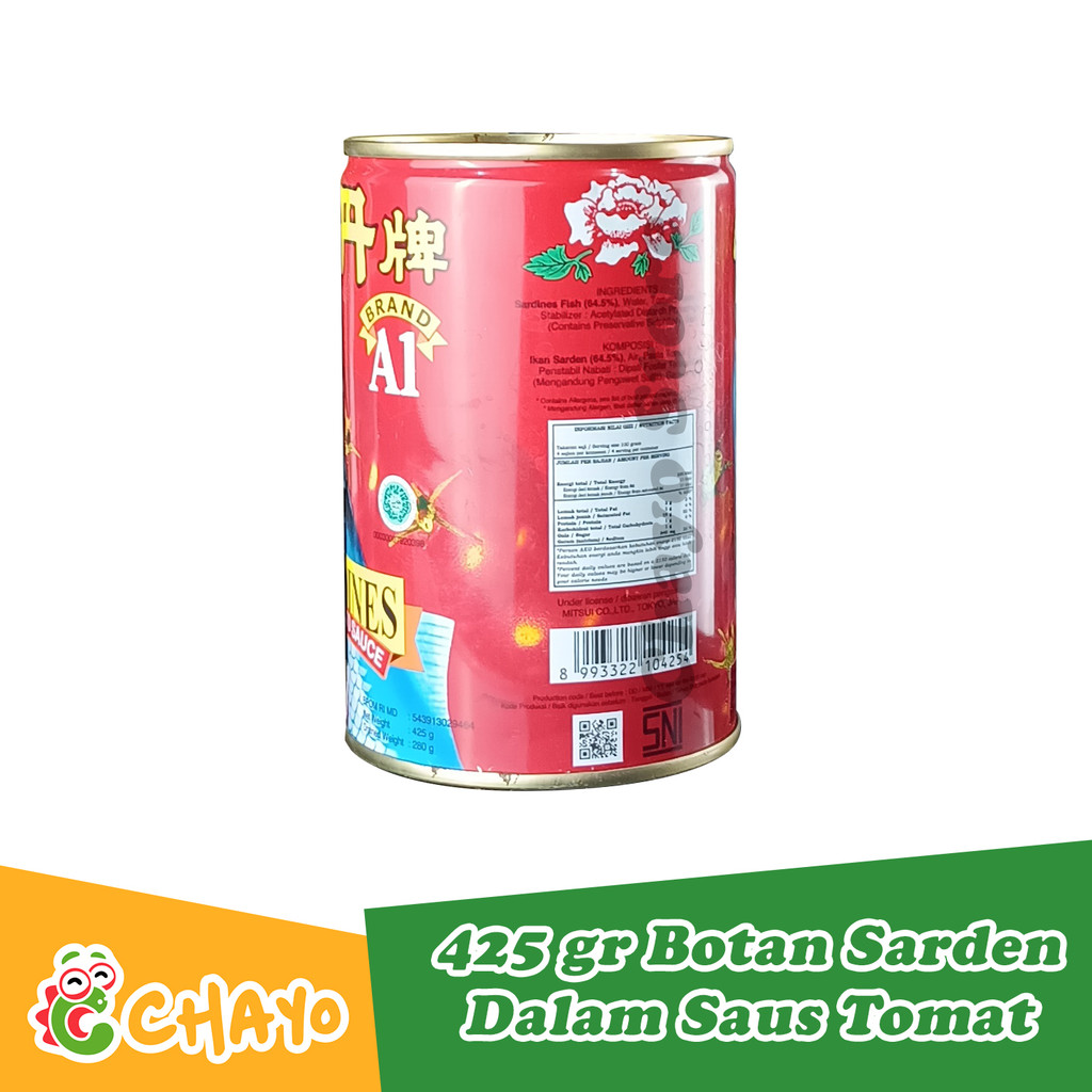 

Botan A1 Sardines in Tomato Sauce 425 gr Ikan Sardin Kaleng Botan Saus Tomat Ikan Kalengan