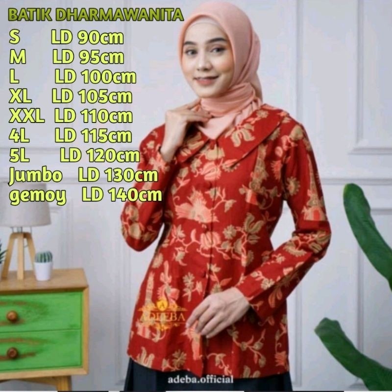 ORIGINAL SERAGAM BATIK DWP/ BAJU BATIK DHARMA WANITA PERSATUAN BAHAN KATUN HALUS