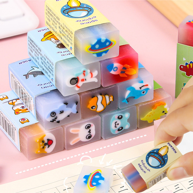 

10Pcs Cute Cartoon Animals Rocket Pattern Eraser for Kids Birthday Party Favors Back To School Stationery Gift Pinata Fillers