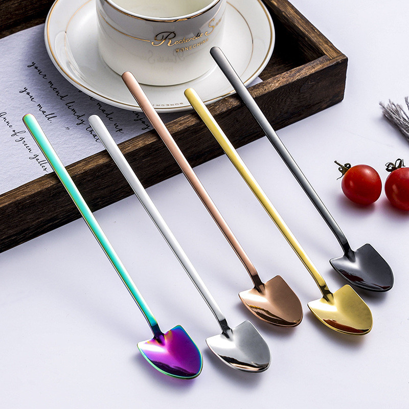 

Creative Industrial style home Shovel long Spoon Stainless Steel Tea Spoon Coffee Spoon Ice Cream Dessert Spoon Tableware