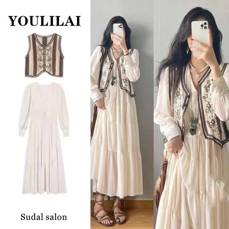 ZL COD##V Neck Dress Import /Long dress set/dress korean style muslim/Vintage Dress