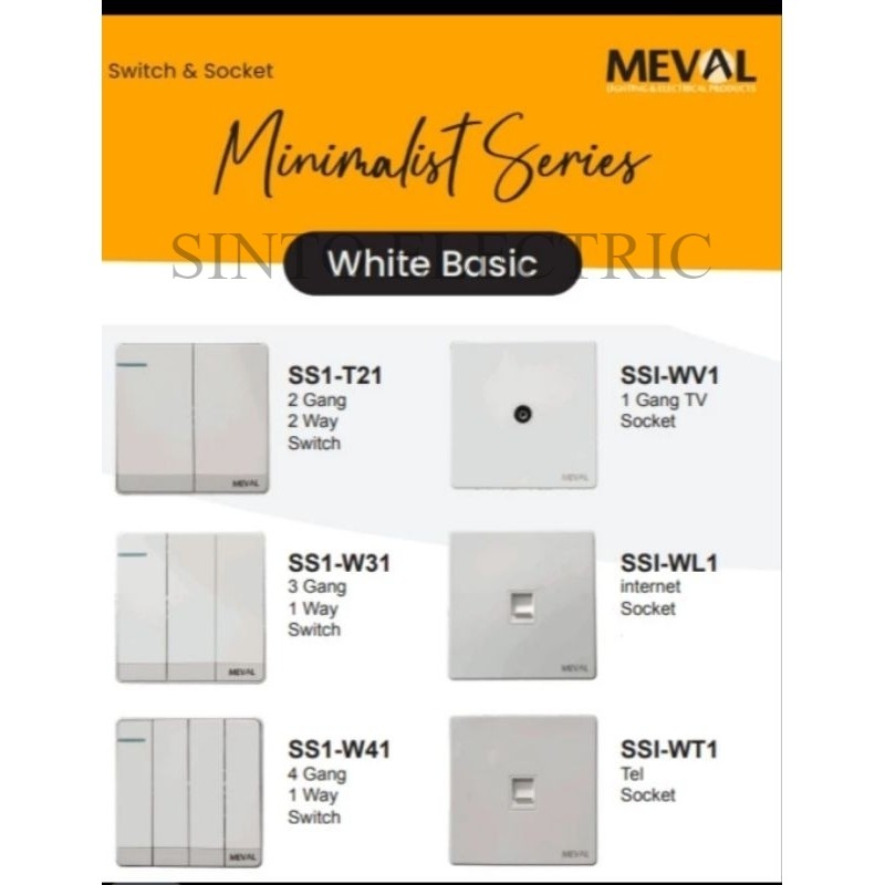 MEVAL saklar 1gang meval white basic