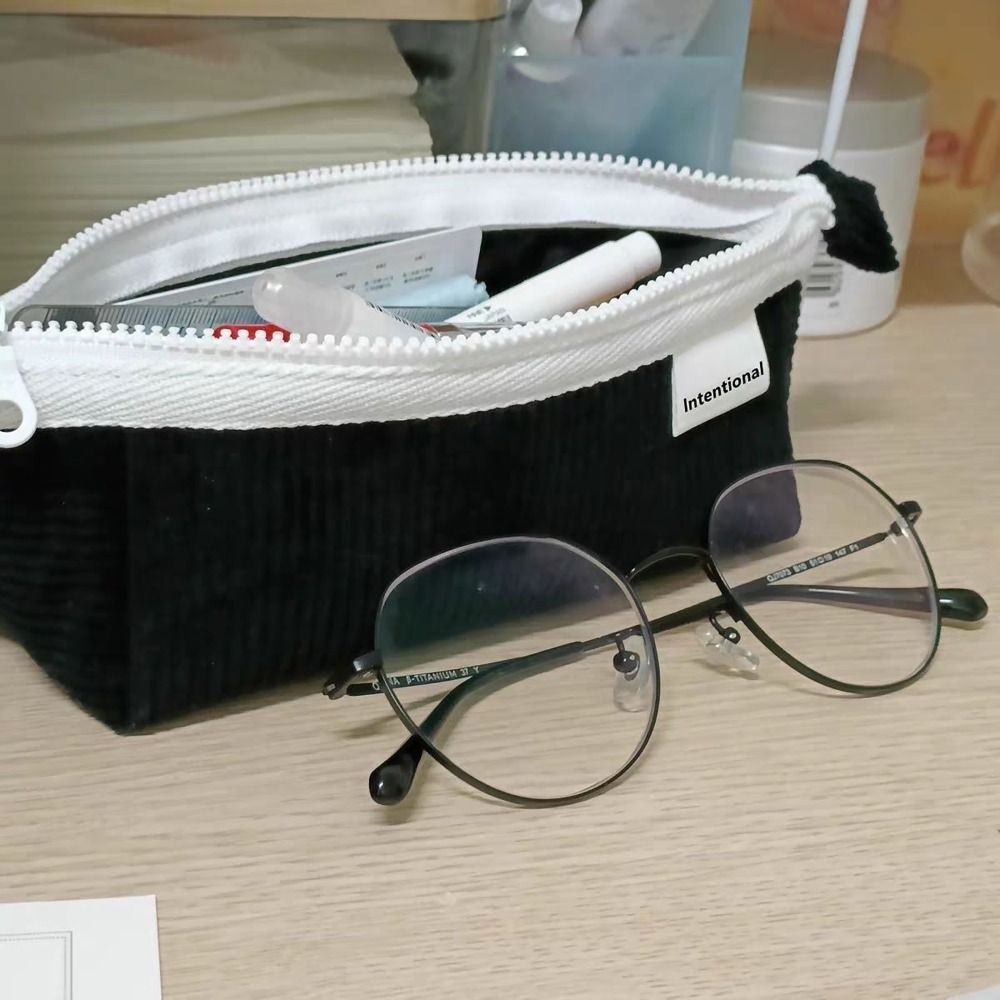 

Corduroy Pencil Case Creative Large Capacity Zipper Pen Bag INS Style Stationery Storage Pouch Office School Supplies