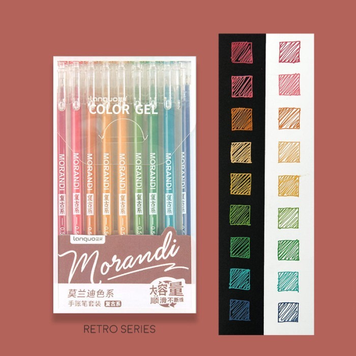 

[New] Morandi Real Colors Gel Pen Set 9pc - Pulpen Gel - Pulpen Set - RETRO SERIES