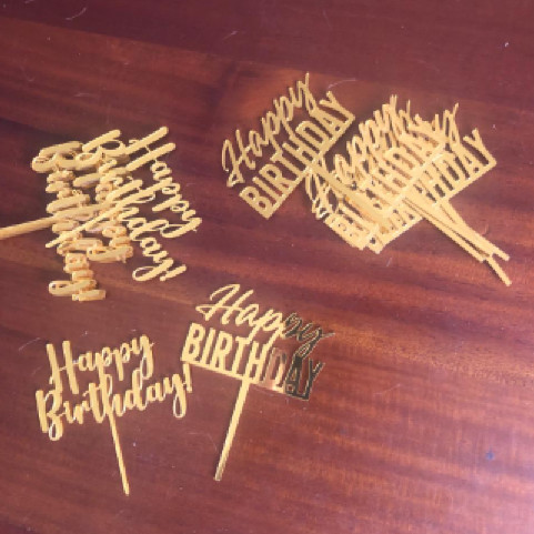 (20 pcs) Cake Topper Mini / Cupcake Topper Akrilik Ucapan Happy Birthday Harga per Pack isi 20 pcs