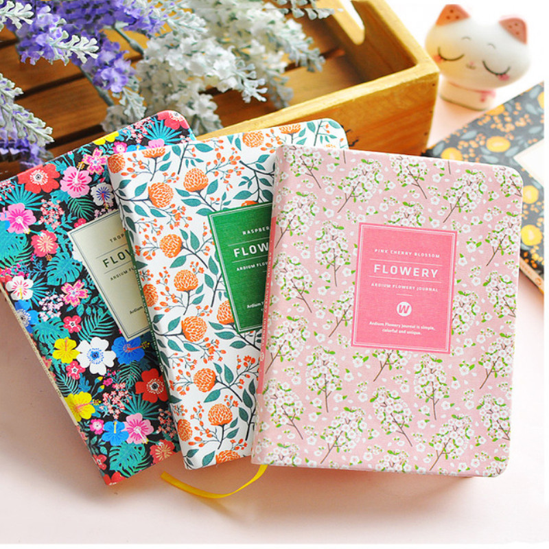 

New Arrival Cute PU Leather Floral Flower Schedule Book Diary Weekly Planner Notebook School Office Supplies Kawaii Stationery