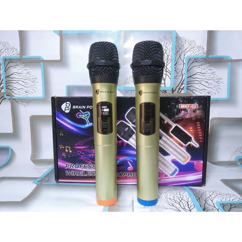 DOUBLE MIC Profesional Wireless Microphone KARAOKE TANPA KABEL brain power